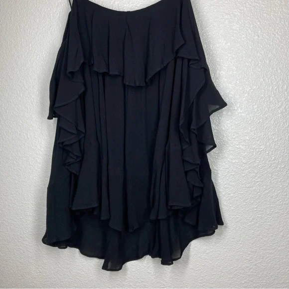 Free People Cascades Black Ruffle Tank Top XS Semi Sheer Flowy Top - Picture 6 of 14